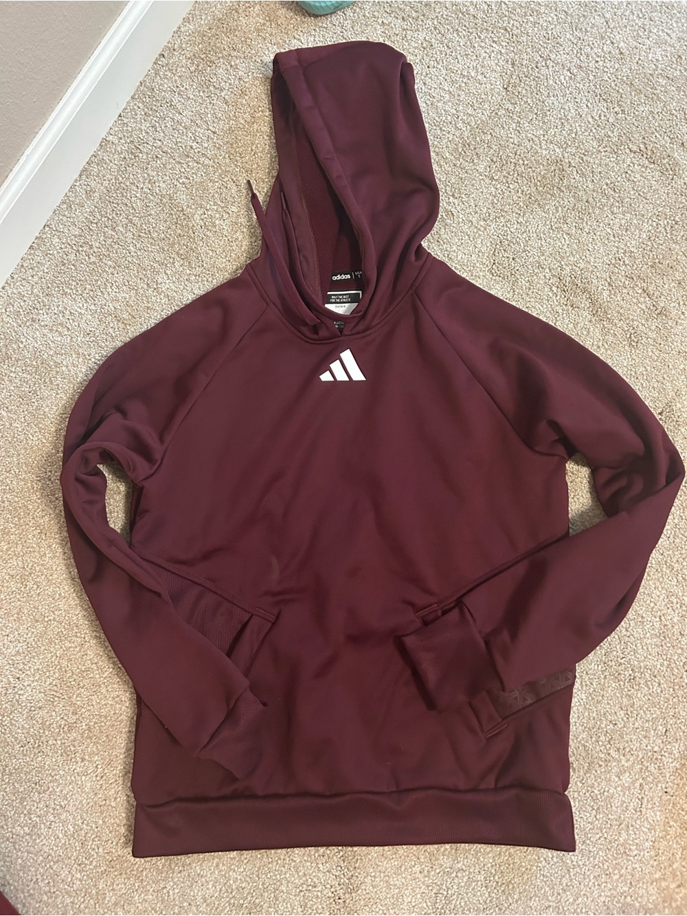 adidas Women’s Maroon Hooded Pullover Sweatshirt